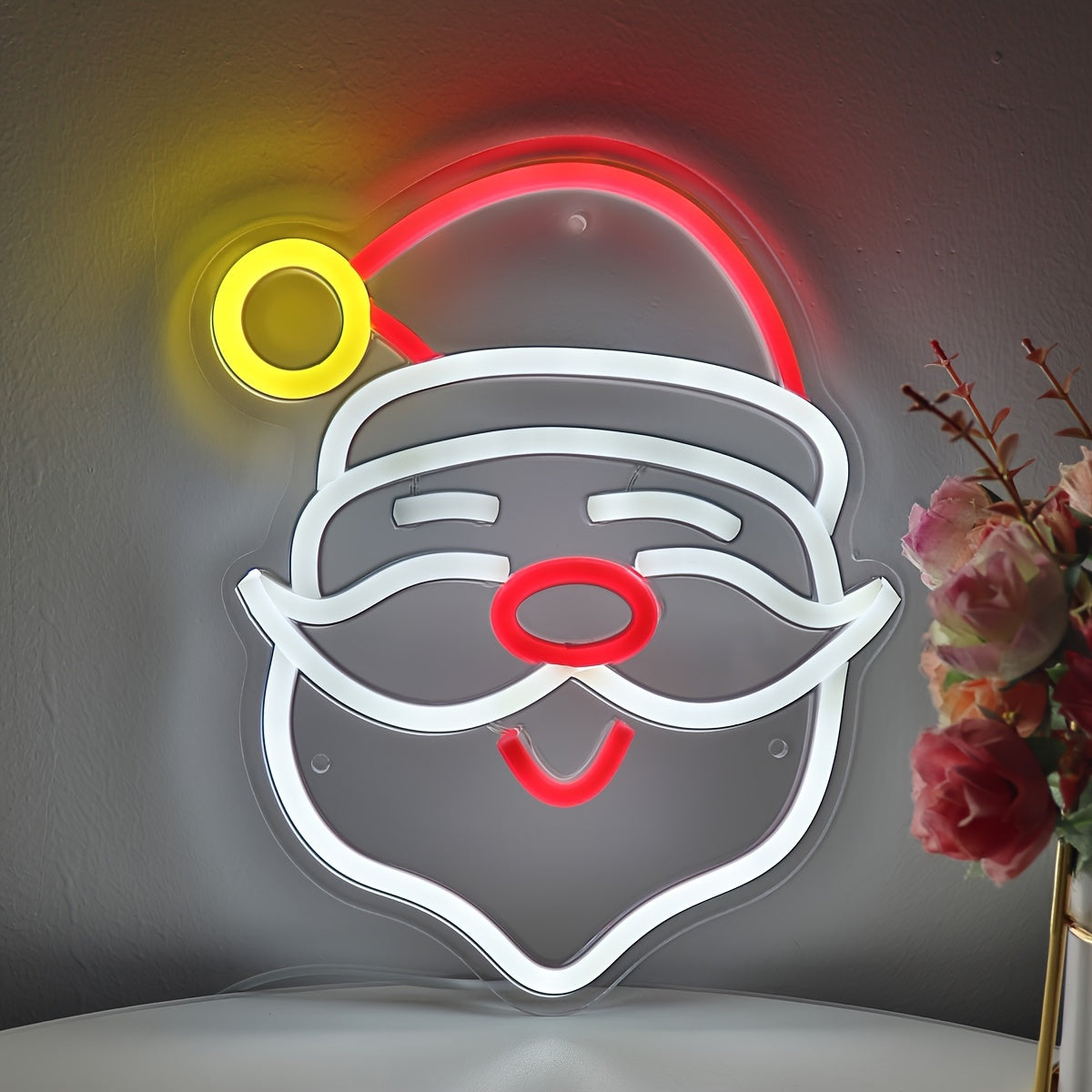 1pc Neonwalls Christmas Santa Claus LED Neon Sign, USB Powered Wall Hanging Decorative Light with Switch Control for Shop, Room, Bar, Pub, Club, Restaurant, Hair, Nail, Beauty Salon, Coffee Shop - Plastic, Multipurpose, 19.89cm*24.61cm