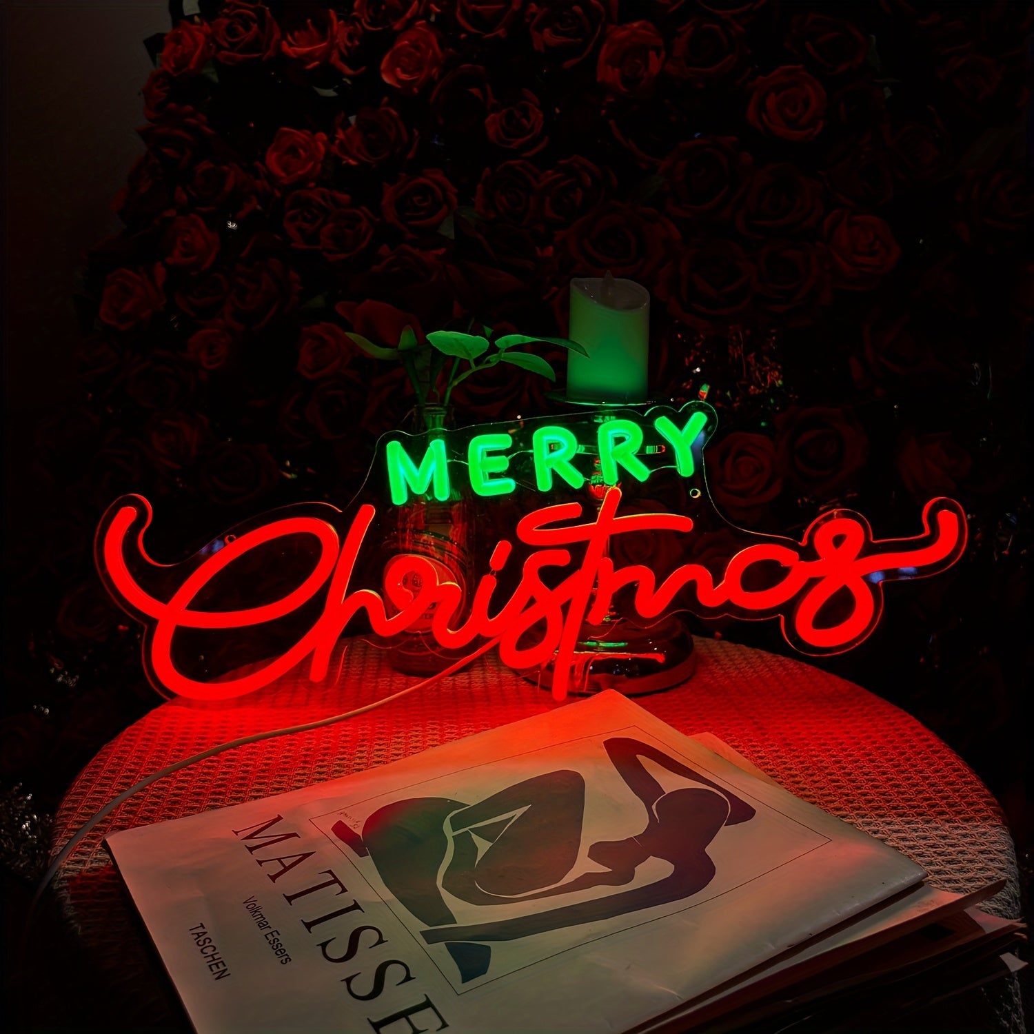 neonwalls 50cm Neon Sign "Merry Christmas" - Festive Wall Hanging, Plastic, USB Powered, Switch Control, Multi-Purpose Holiday Lighting Decor