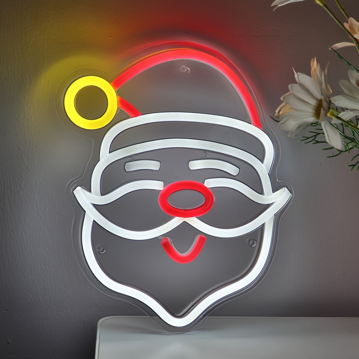 1pc Neonwalls Christmas Santa Claus LED Neon Sign, USB Powered Wall Hanging Decorative Light with Switch Control for Shop, Room, Bar, Pub, Club, Restaurant, Hair, Nail, Beauty Salon, Coffee Shop - Plastic, Multipurpose, 19.89cm*24.61cm