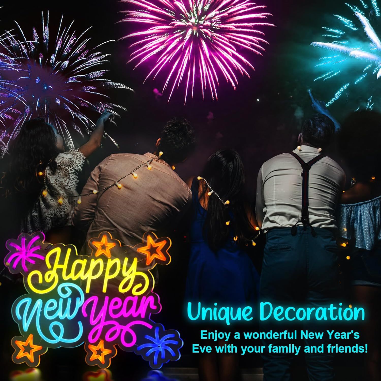 New Year'S Eve Neon Sign, 39.88cm Wall Decor, USB Powered, Battery-Free, Multi-Purpose, Switch Control, Plastic, Wall-Mounted, for Home & Kitchen Lighting, Party Supplies