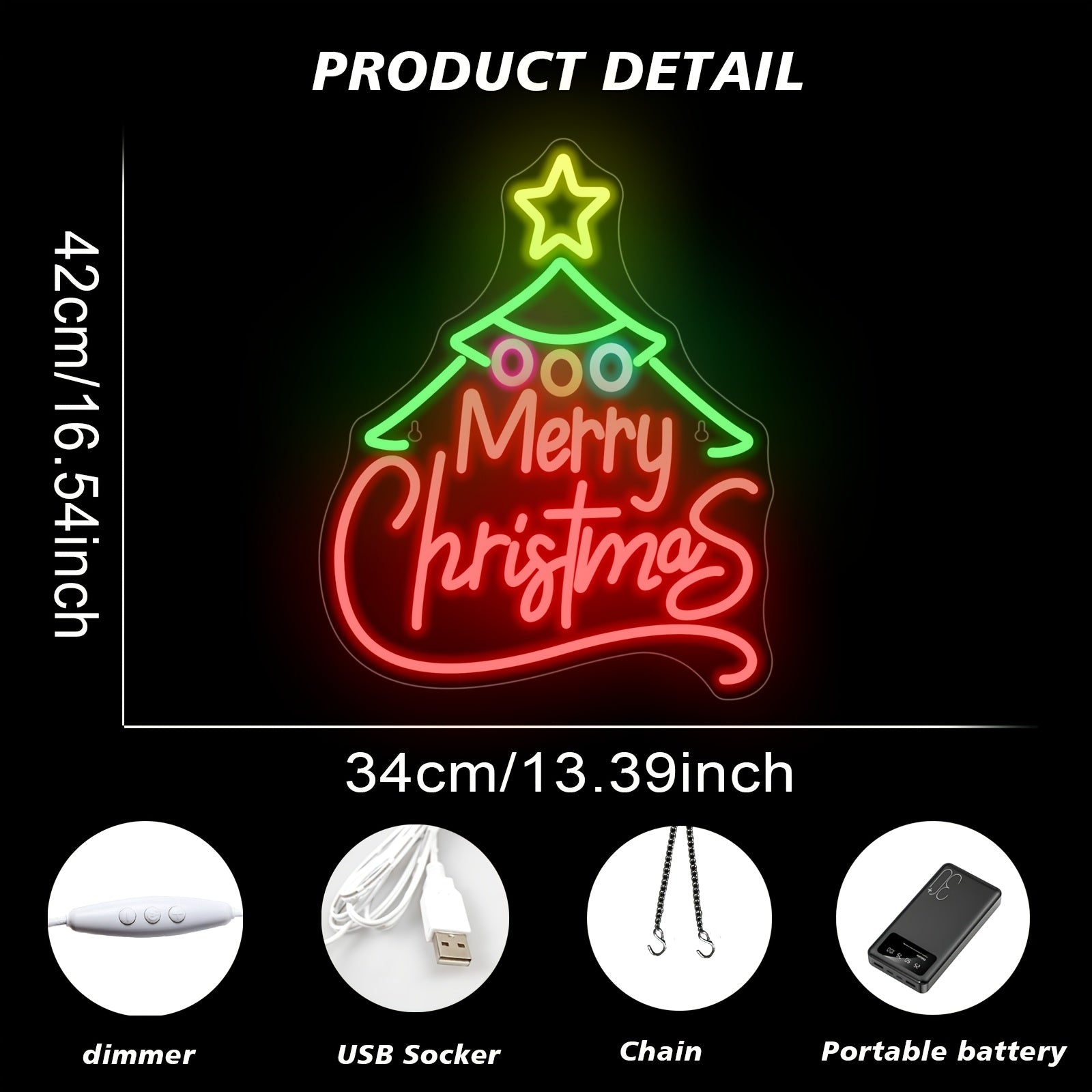 1pc NEONWALLS Dimmable LED Neon Sign, USB Powered Wall Hanging Christmas Tree Light with Switch Control, Multipurpose Holiday Decoration for Bedroom, Game Area, Bar, Party - Ideal Christmas Gift