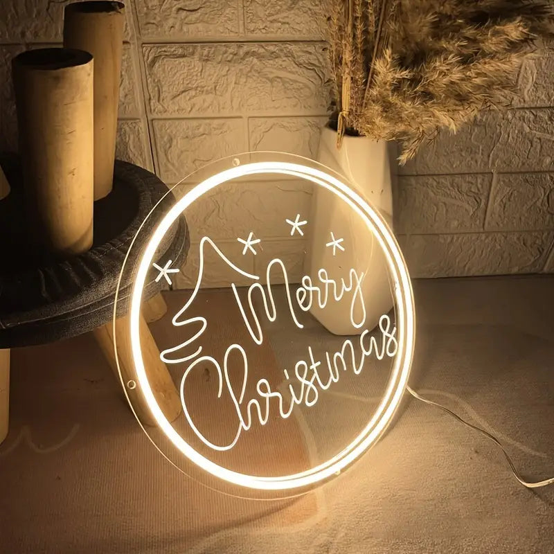 Merry Christmas LED Neon Sign with Engraved Art Font