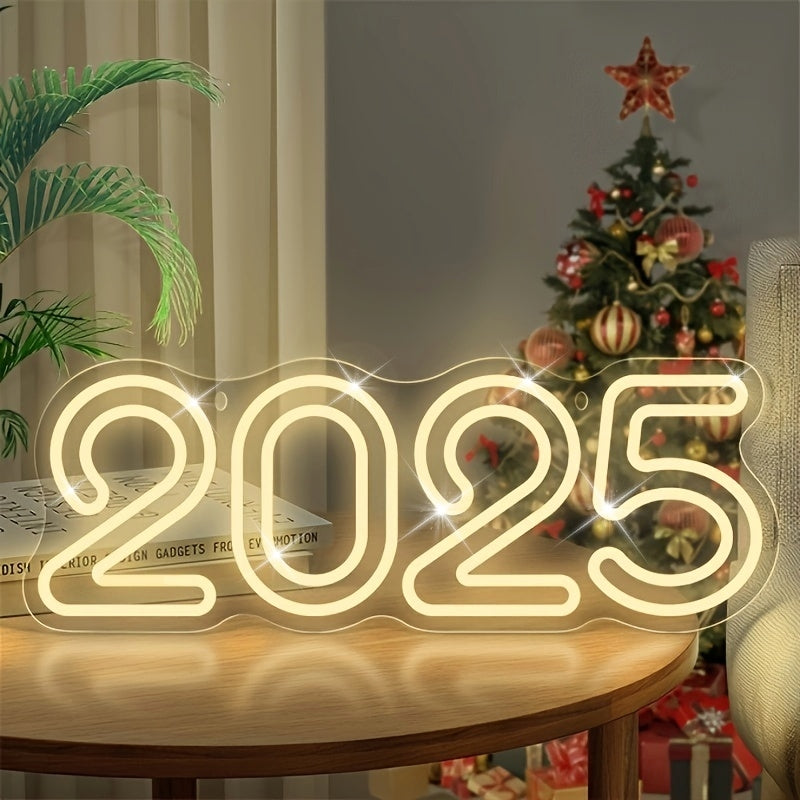 2025 New Year LED Neon Sign - USB Powered Wall Decor with Dimmer Switch, Perfect for Bedroom, Bar, Pub, Restaurant, New year & Birthday Parties - 39.88cmx5.9