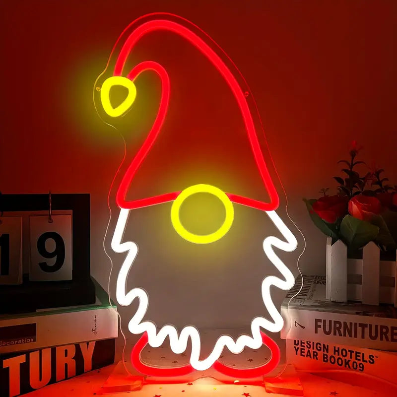 Red Christmas Goblin Neon Sign - Dimmable LED Light for Bedroom, Bar, and Shop Window Decor | Perfect for Birthday Parties & Holiday Gifts