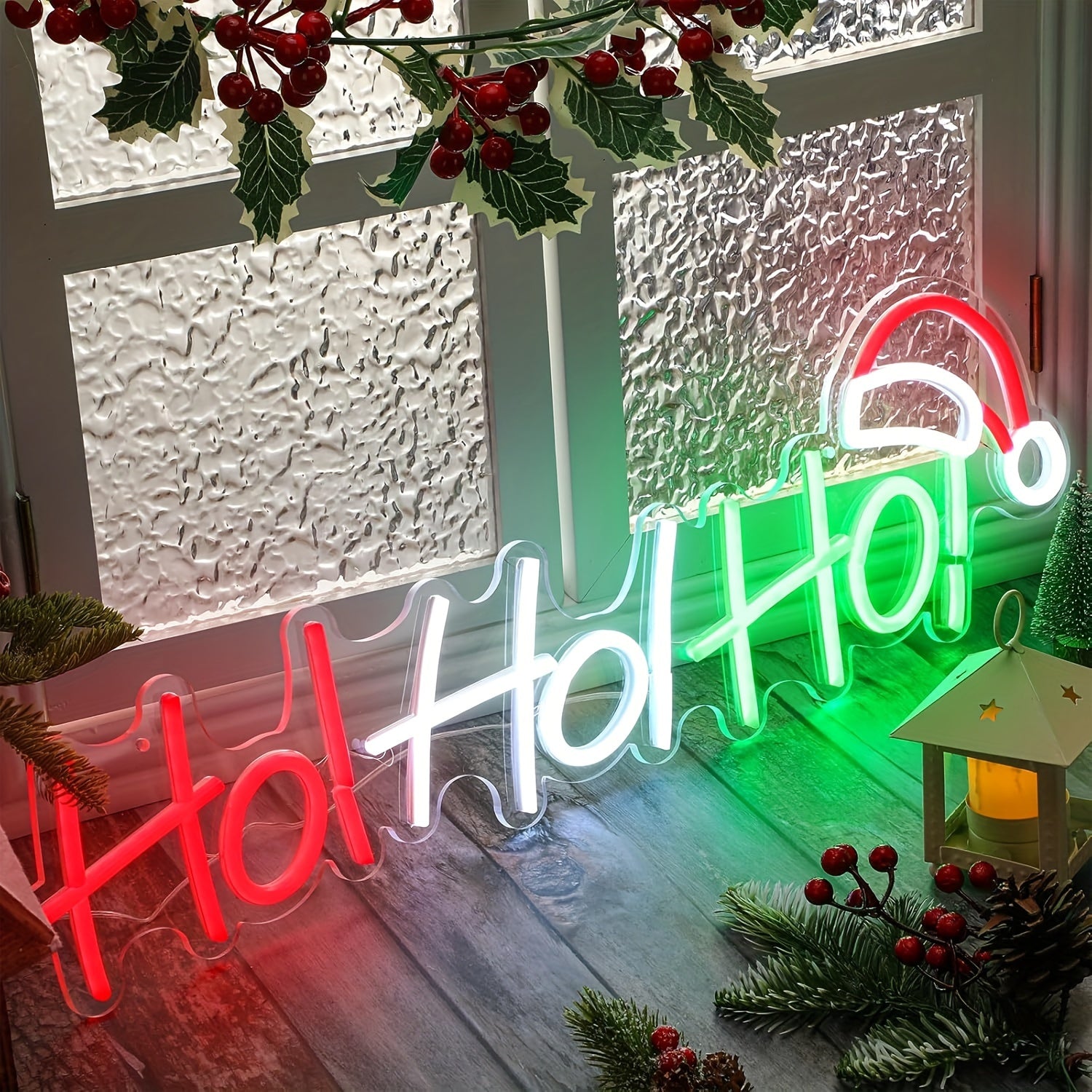 Hoho Santa Hat LED Neon Light - USB Powered, Wall-Mounted Christmas Decor for Home, Bedroom, Living Room, Restaurants, Bars, Clubs & Parties