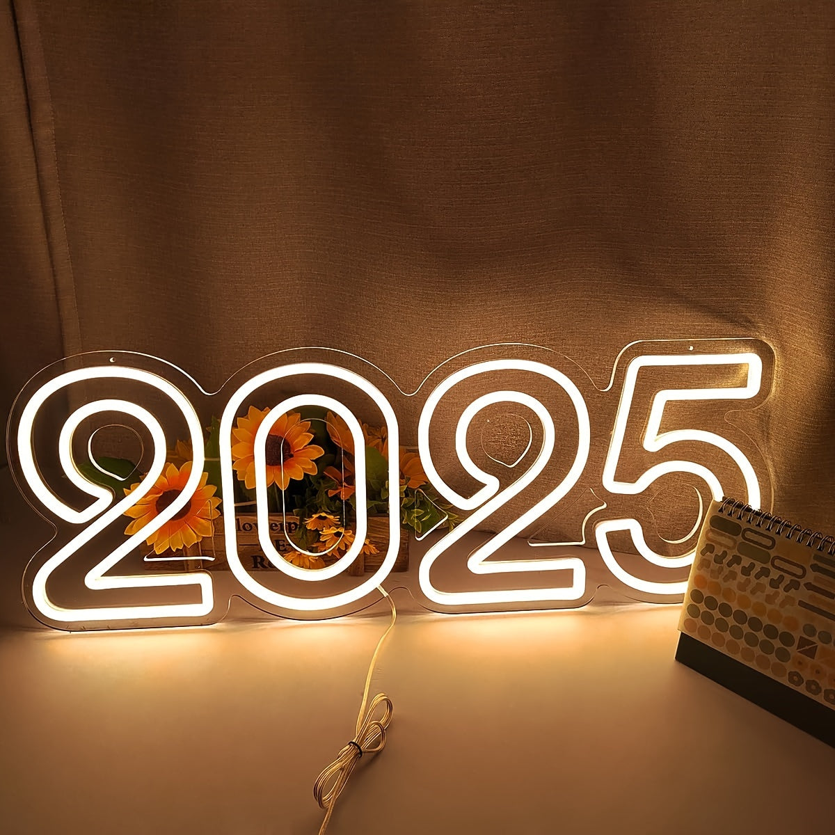 2025 Dimmable LED Neon Sign - 57.91cm x 27.94cm Wall-Mounted Light for New Year's & Holiday Decorations, USB Powered, New year Decor