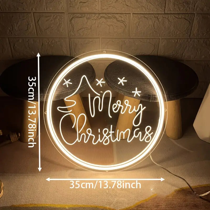 Merry Christmas LED Neon Sign with Engraved Art Font