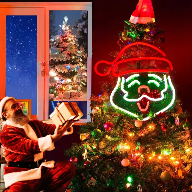 Santa Neon Light - USB Powered, Color-Changing LED for Festive Home & Shop Decor