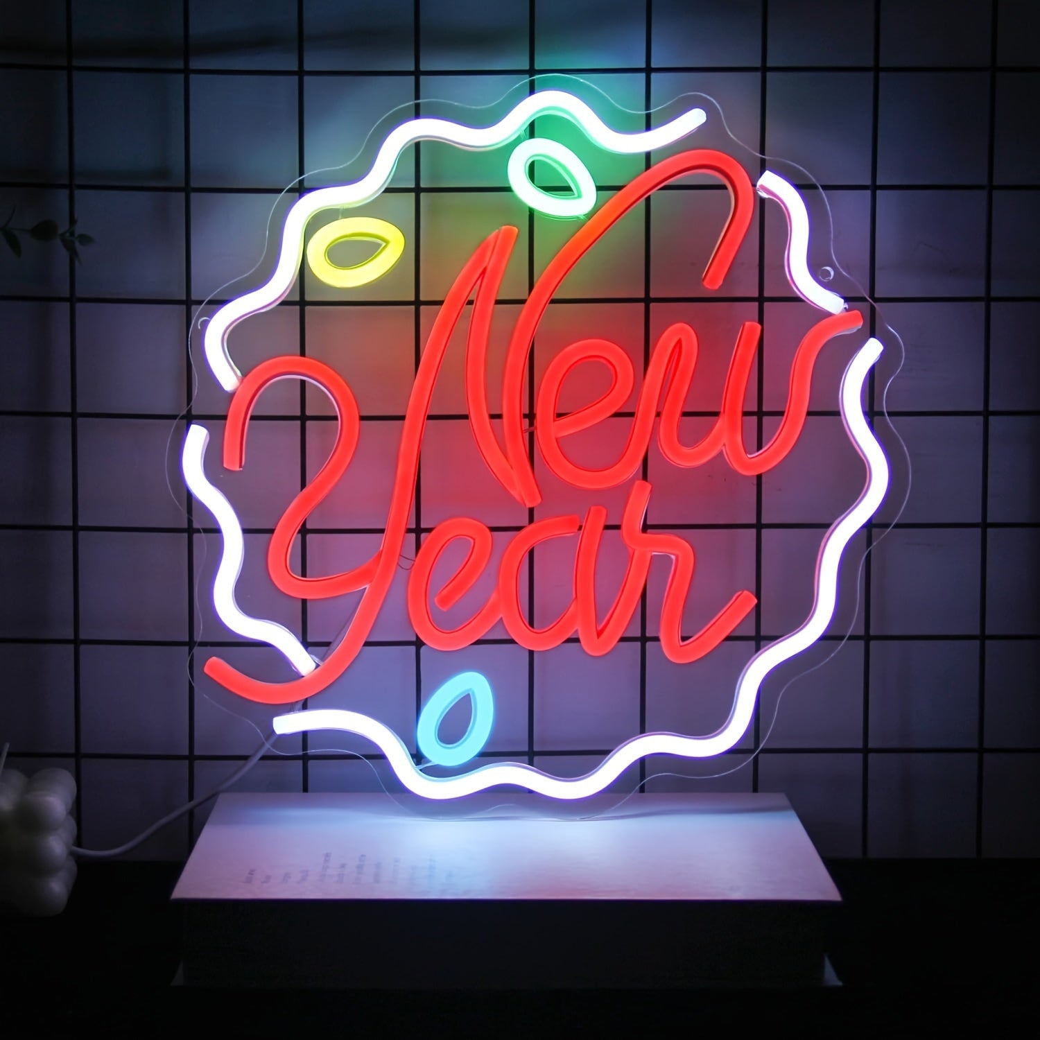 1pc Dimmable Acrylic LED Neon Sign, USB Powered, 36V and Below, Colorful "Happy New Year" Wall Decor for Bedroom, Restaurant, Bar, Party, New Year'S Celebration Gift