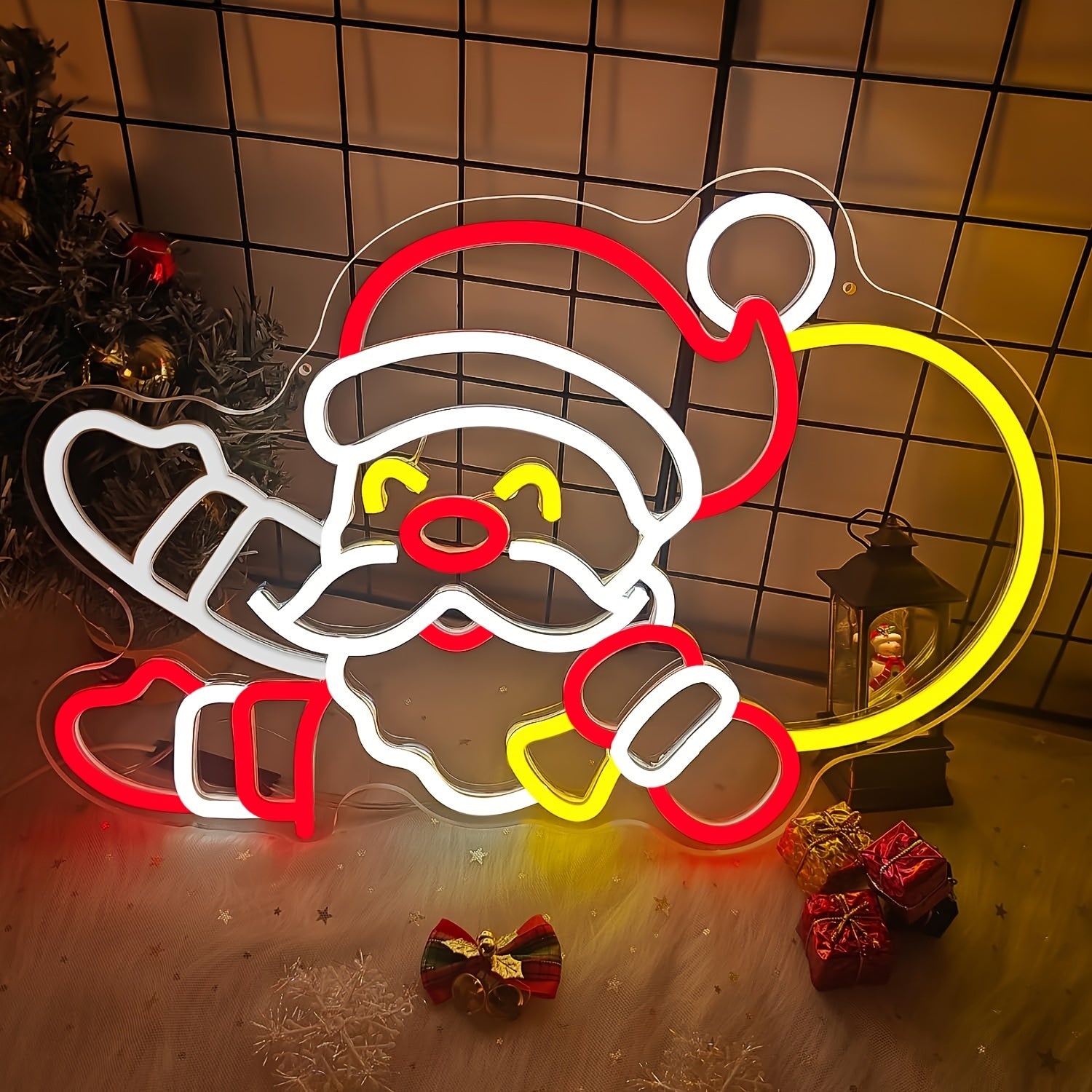 LED Neon Santa Claus Wall Decor - Glam Style USB Powered Christmas Light, Religious Theme Wall Mount Festive Decoration for New Year'S Day, No Battery Required