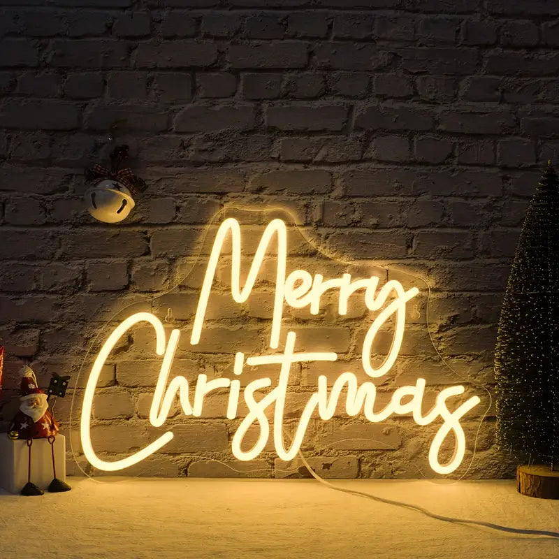 Merry Christmas LED Neon Light - USB Powered, Perfect for Home & Office Decor, Ideal for Halloween, Winter, Christmas & Spring Celebrations