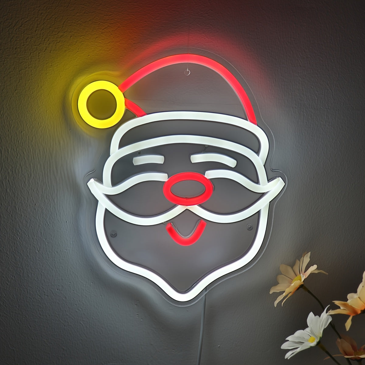 1pc Neonwalls Christmas Santa Claus LED Neon Sign, USB Powered Wall Hanging Decorative Light with Switch Control for Shop, Room, Bar, Pub, Club, Restaurant, Hair, Nail, Beauty Salon, Coffee Shop - Plastic, Multipurpose, 19.89cm*24.61cm