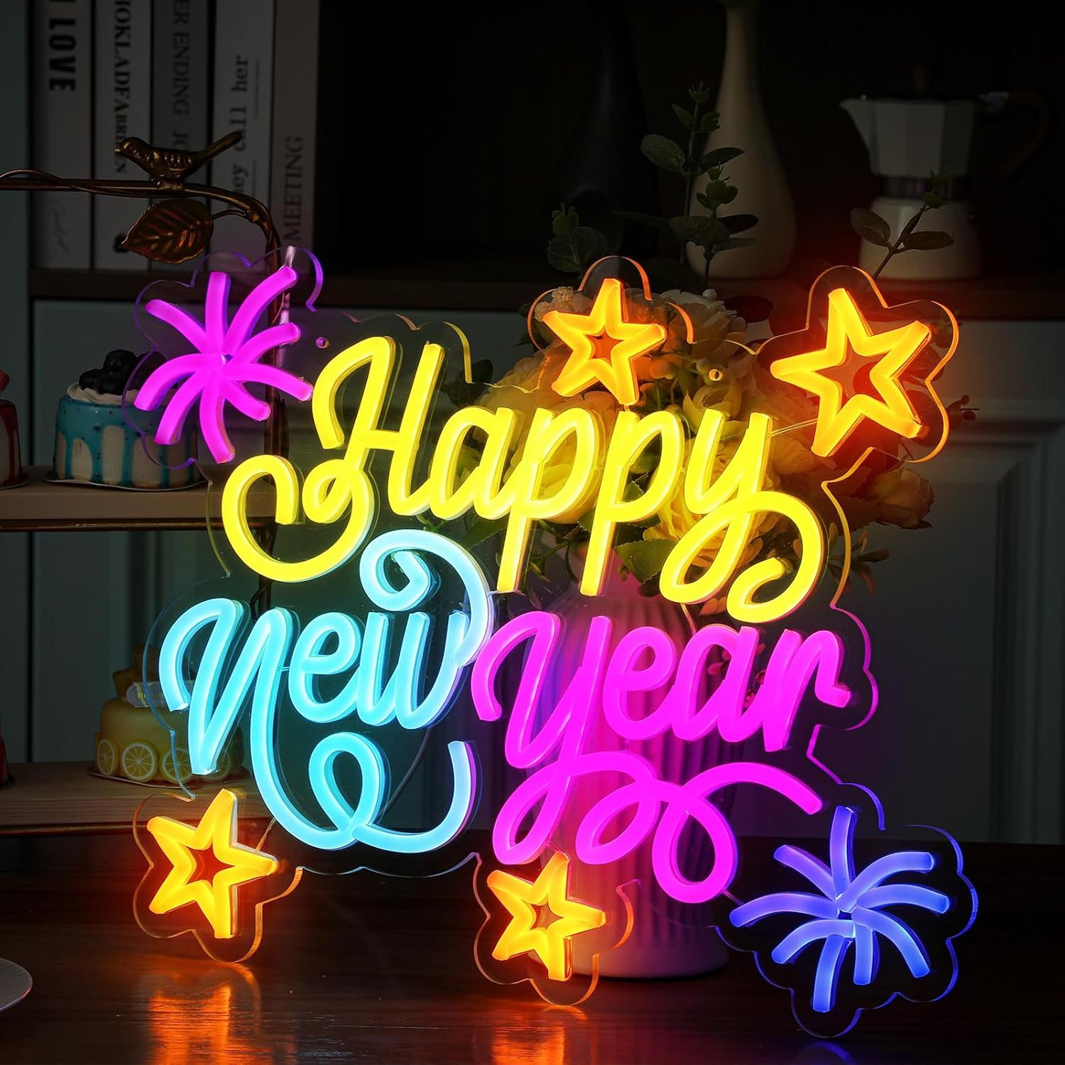 New Year'S Eve Neon Sign, 39.88cm Wall Decor, USB Powered, Battery-Free, Multi-Purpose, Switch Control, Plastic, Wall-Mounted, for Home & Kitchen Lighting, Party Supplies