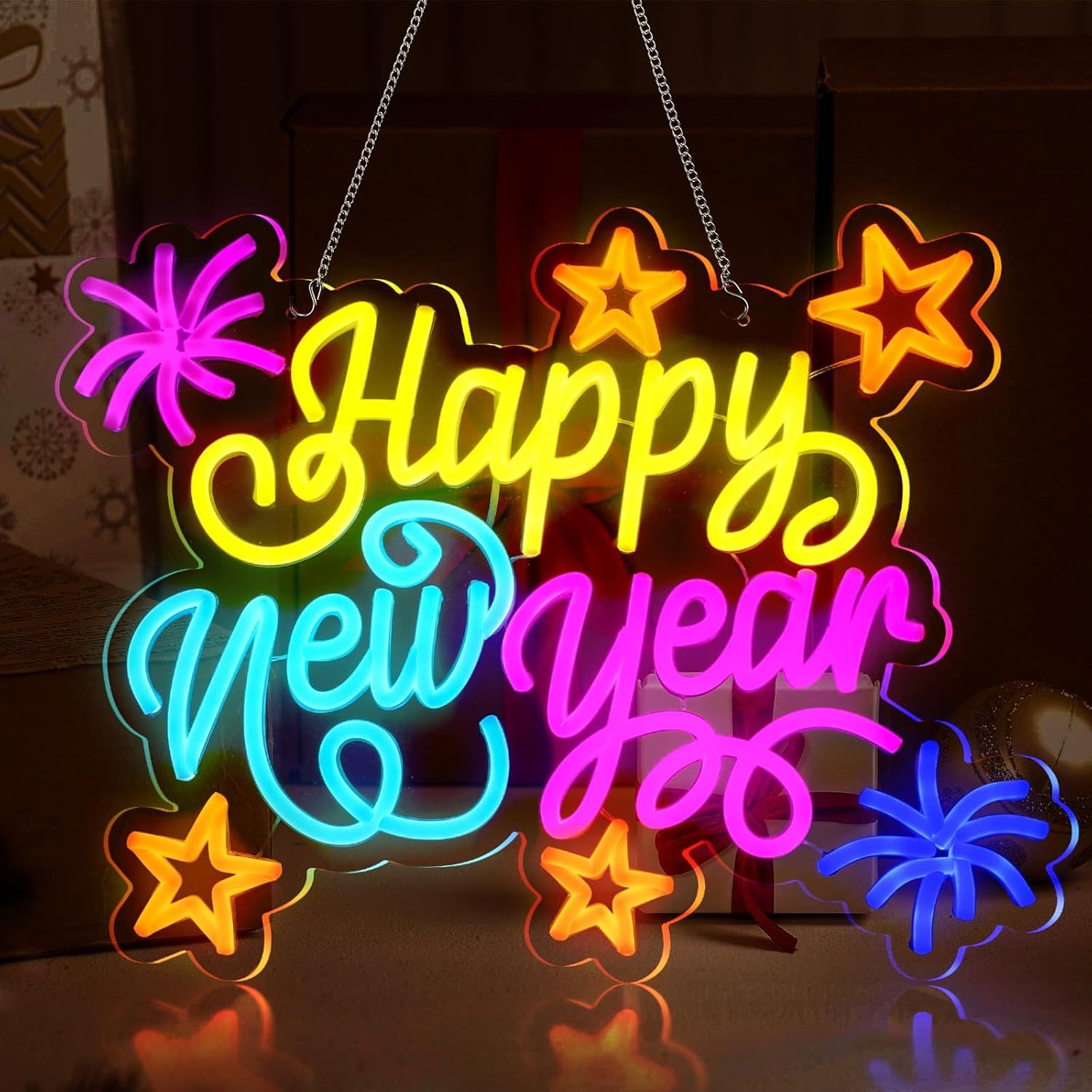 New Year'S Eve Neon Sign, 39.88cm Wall Decor, USB Powered, Battery-Free, Multi-Purpose, Switch Control, Plastic, Wall-Mounted, for Home & Kitchen Lighting, Party Supplies