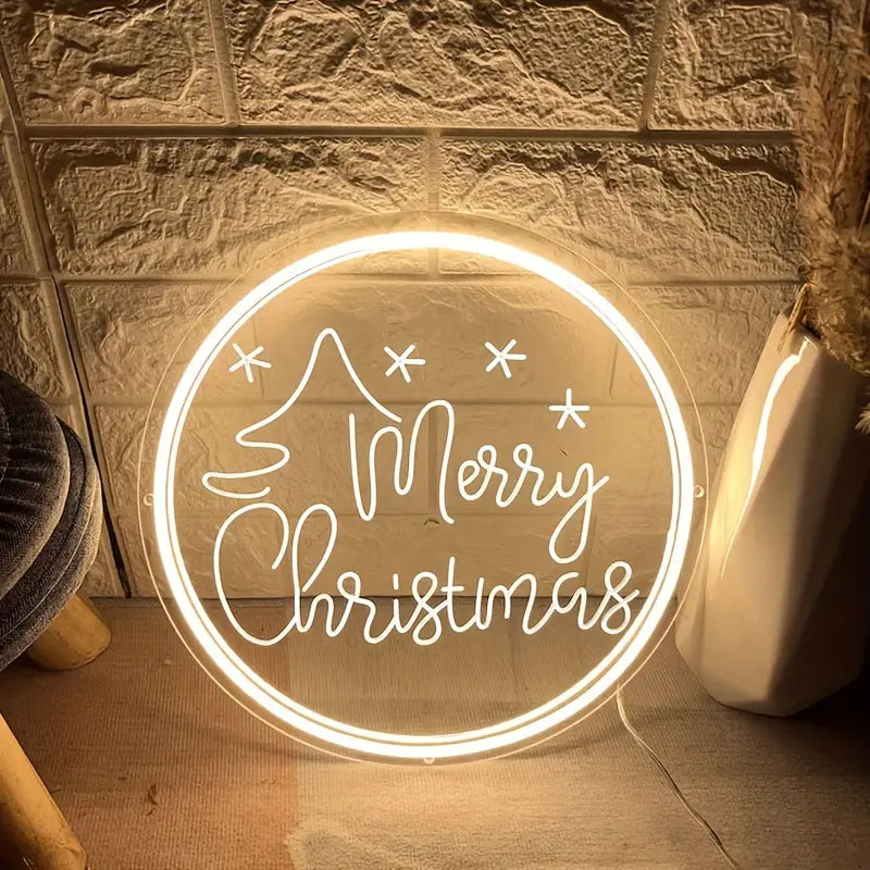 Merry Christmas LED Neon Sign with Engraved Art Font