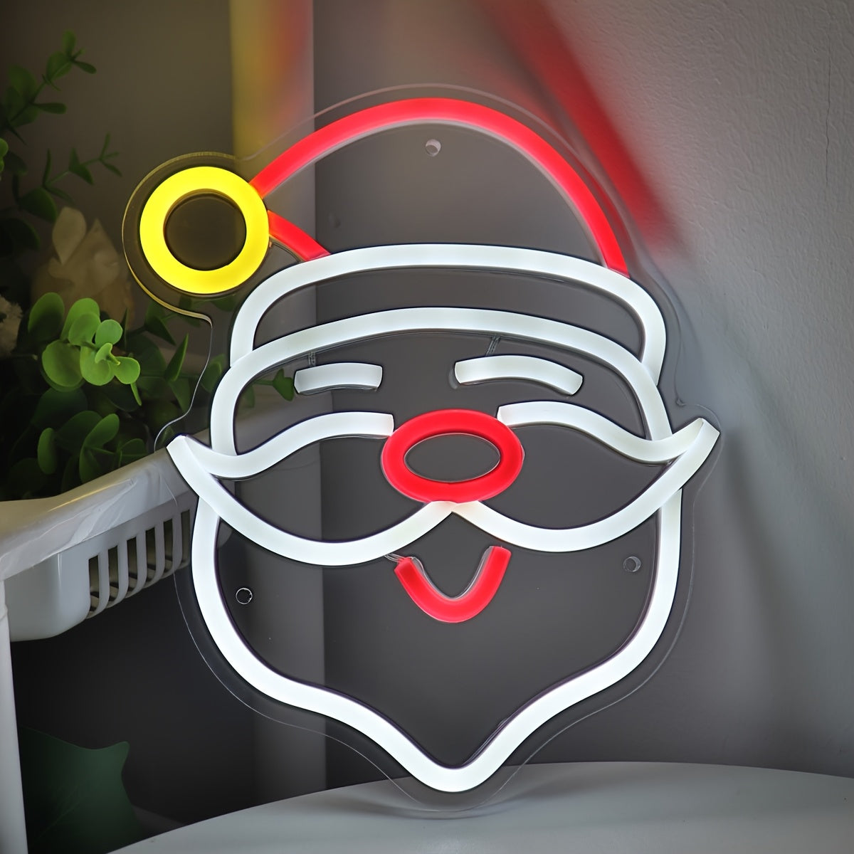 1pc Neonwalls Christmas Santa Claus LED Neon Sign, USB Powered Wall Hanging Decorative Light with Switch Control for Shop, Room, Bar, Pub, Club, Restaurant, Hair, Nail, Beauty Salon, Coffee Shop - Plastic, Multipurpose, 19.89cm*24.61cm